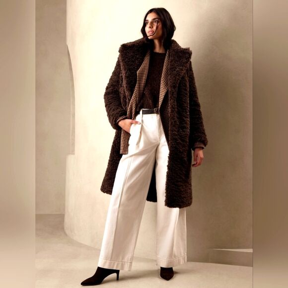 Banana Republic Jackets & Blazers - Banana Republic Sherpa Car Coat Brown MobWife Chic Vintage Retro New Money M